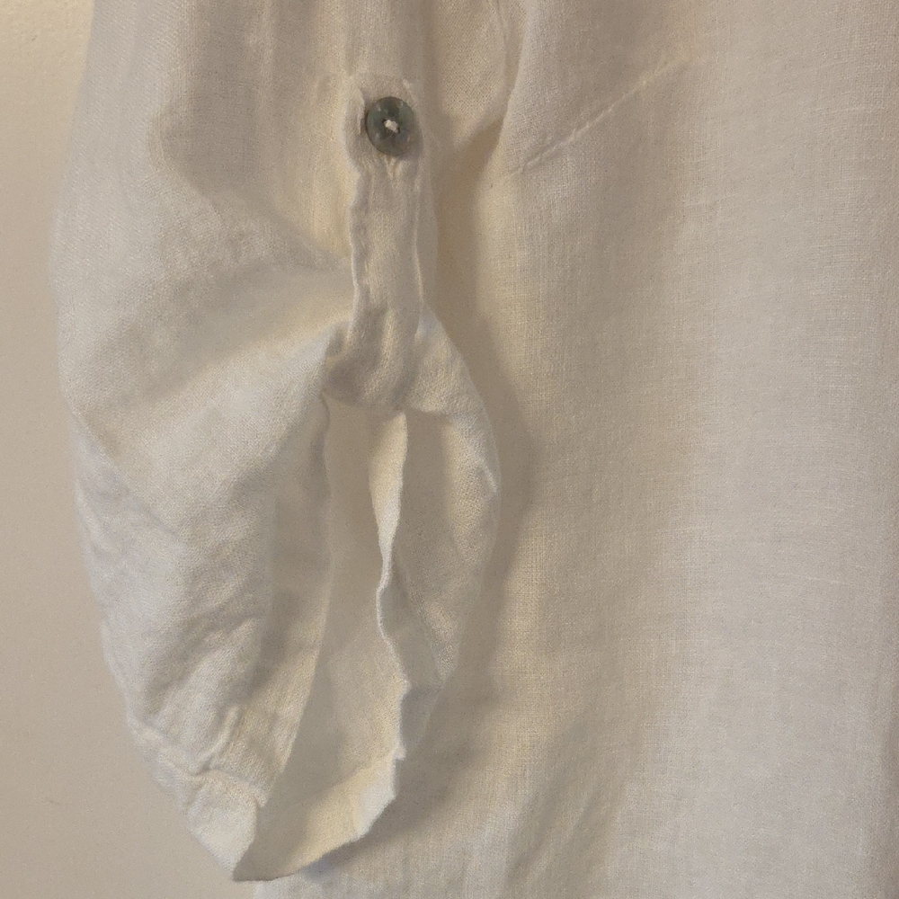 White Button-Down Linen Shirt - image 3